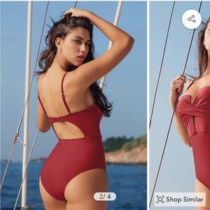 NWT CUPSHE Red Sweetheart Wrap One-Piece Swimsuit, XL